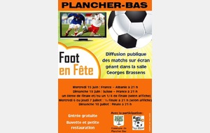 DIFFUSION SUR ECRAN GEANT DE L'EURO 2016...