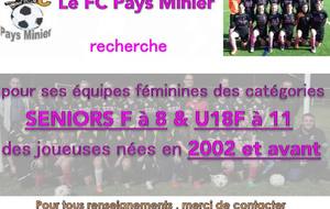 RECHERCHE JOUEUSES U18F ET SENIORS F...