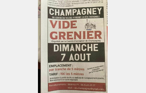 VIDE GRENIER DE CHAMPAGNEY - DIMANCHE 7 AOÛT