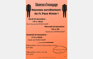 SEANCES D'ESSAYAGE DU NOUVEAU SURVÊTEMENT DU FC PAYS MINIER...