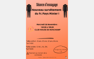 DEUX NOUVELLES DATES POUR L'ESSAYAGE DU NOUVEAU SURVÊTEMENT DU FCPM...