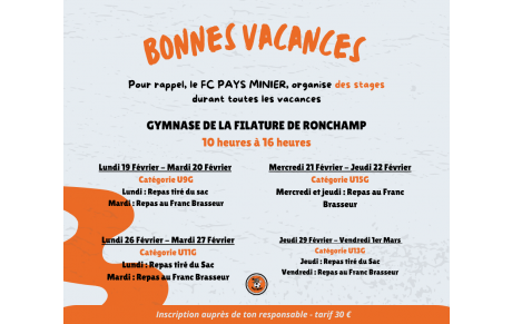 Les stages du FC PAYS MINIER